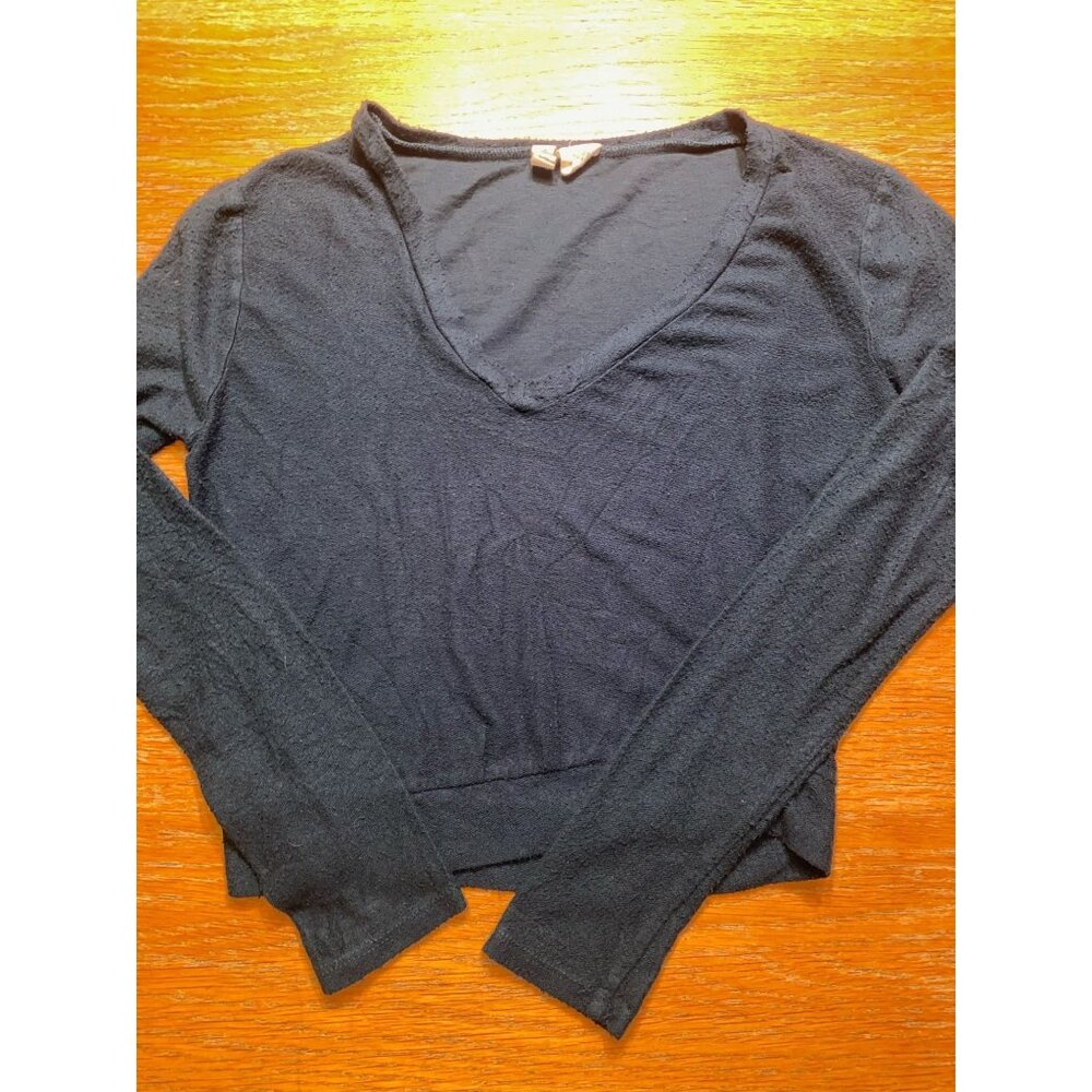 Dark Green Long Sleeve V-Neck Top Lightweight & Soft